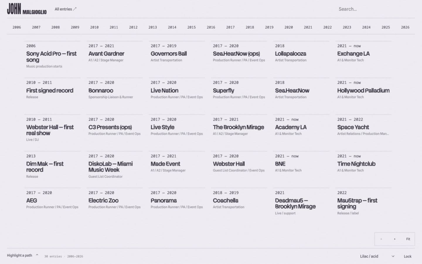 Personal Portfolio: Experience archive